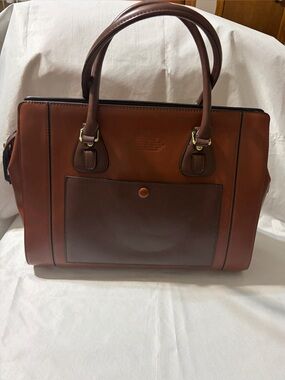 Susen Classic Brown Leather Brief Tote -